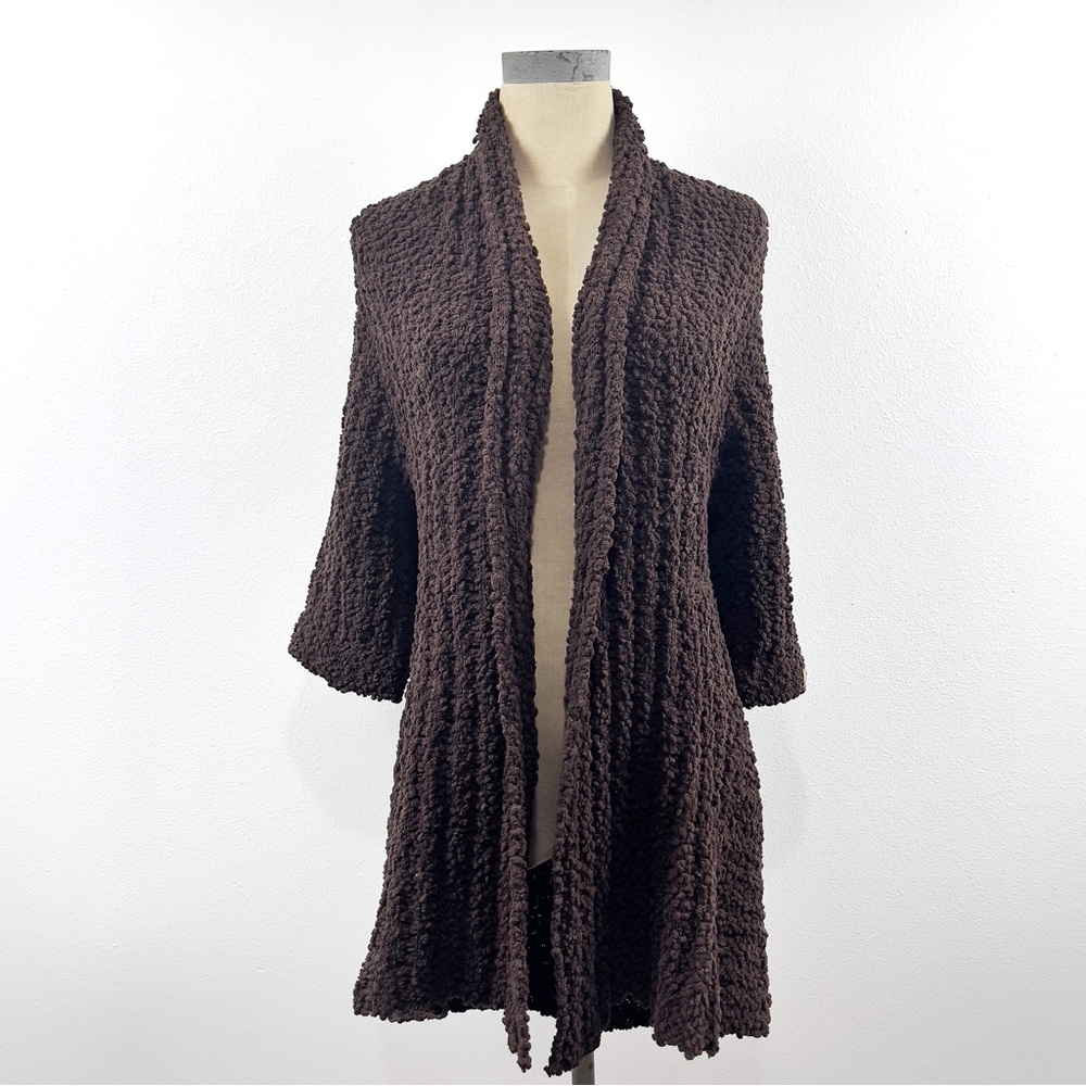 BCBG MAXAZRIA Brown Bourke Knit Cardigan Sweater Crochet Back Size Small
